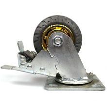 4 inch heavy duty flat plate gray rubber mute casters with brake